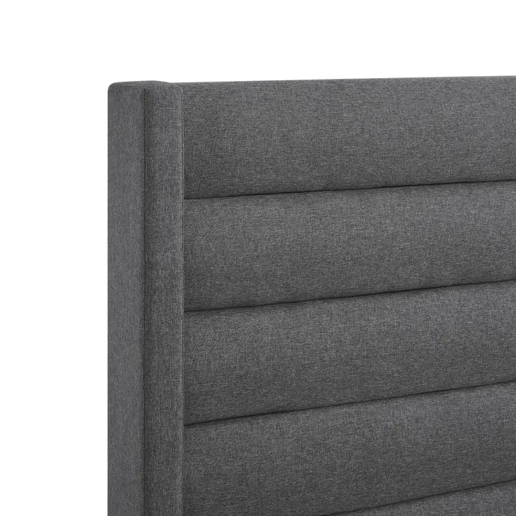 Gray Linen Upholstered Queen Bed Frame