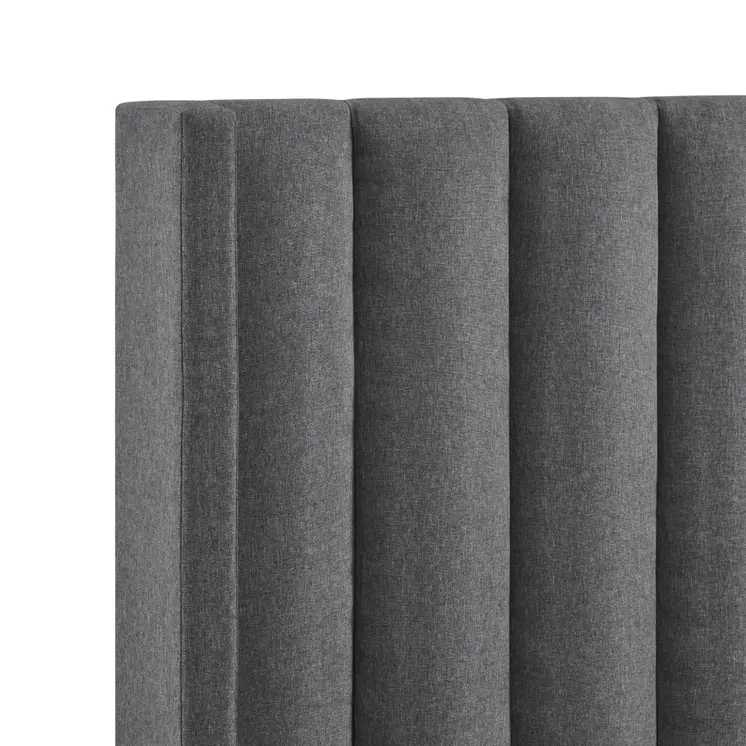 Gray Linen Upholstered King Bed Frame