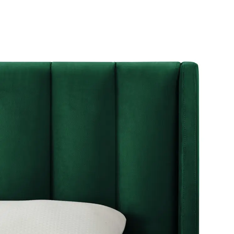 Hunter Green Solid Wood King Tufted Upholstered Velvet Bed Frame