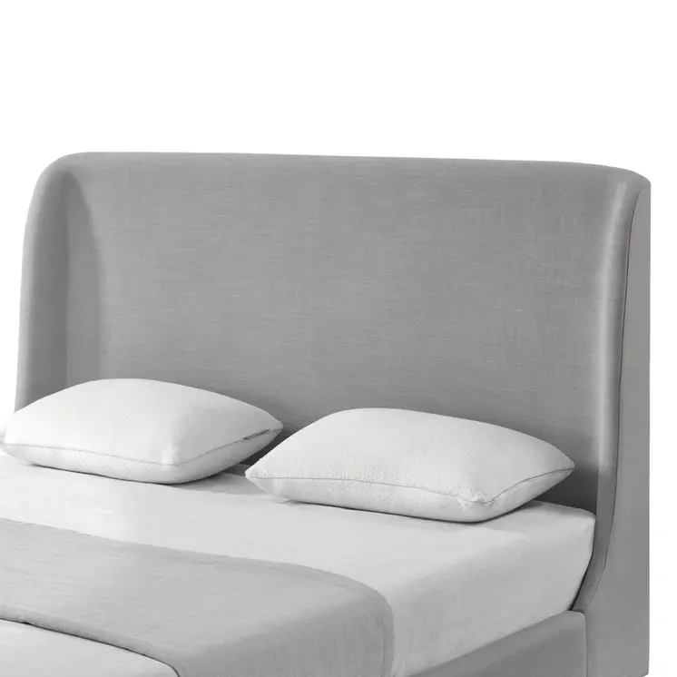 Gray Solid Wood Twin Upholstered Linen Bed