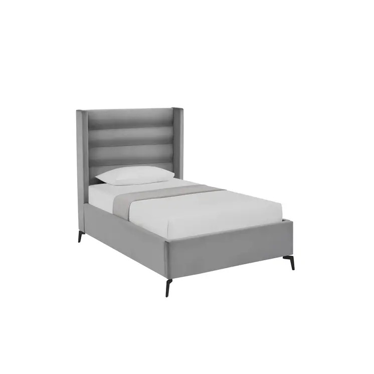 Light Gray Velvet Upholstered Full Bed Frame
