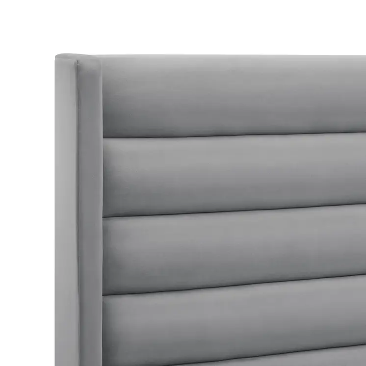Light Gray Velvet Upholstered Full Bed Frame