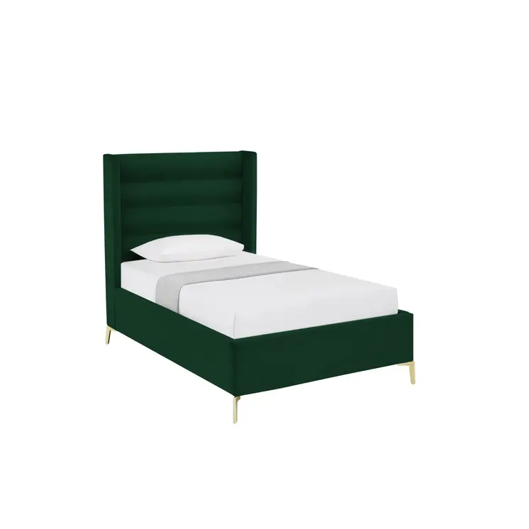 Green Velvet Upholstered Full Bed Frame