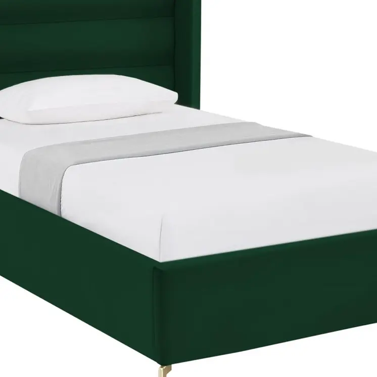 Green Velvet Upholstered Full Bed Frame