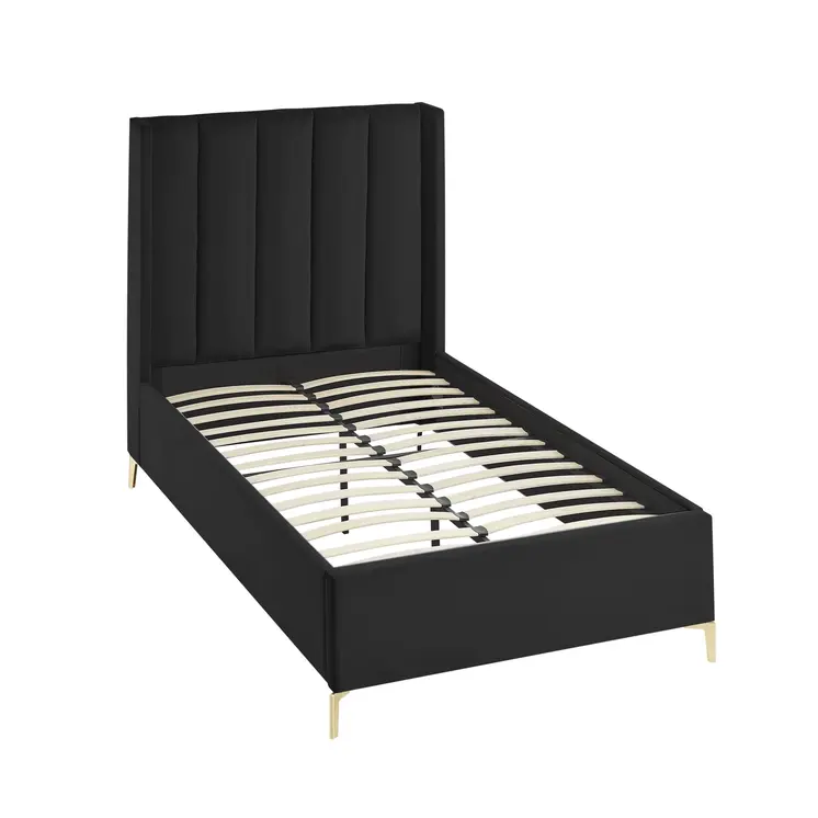 Black Velvet Upholstered Full Bed Frame