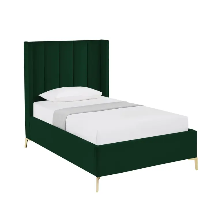 Green Velvet Upholstered Full Bed Frame