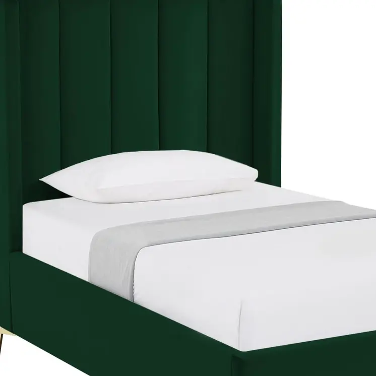 Green Velvet Upholstered Full Bed Frame