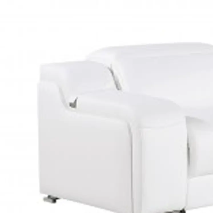 White Italian leather 4 power reclining seats L shaped Seven Piece Corner Sectional With Console