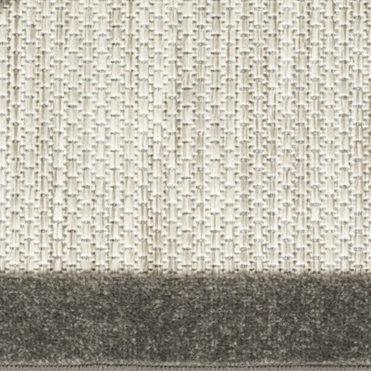 12' Beige And Charcoal Floral Indoor Outdoor Runner Rug
