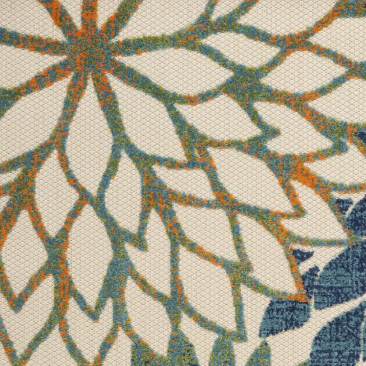 6' X 9' Blue And Green Floral Indoor Outdoor Area Rug