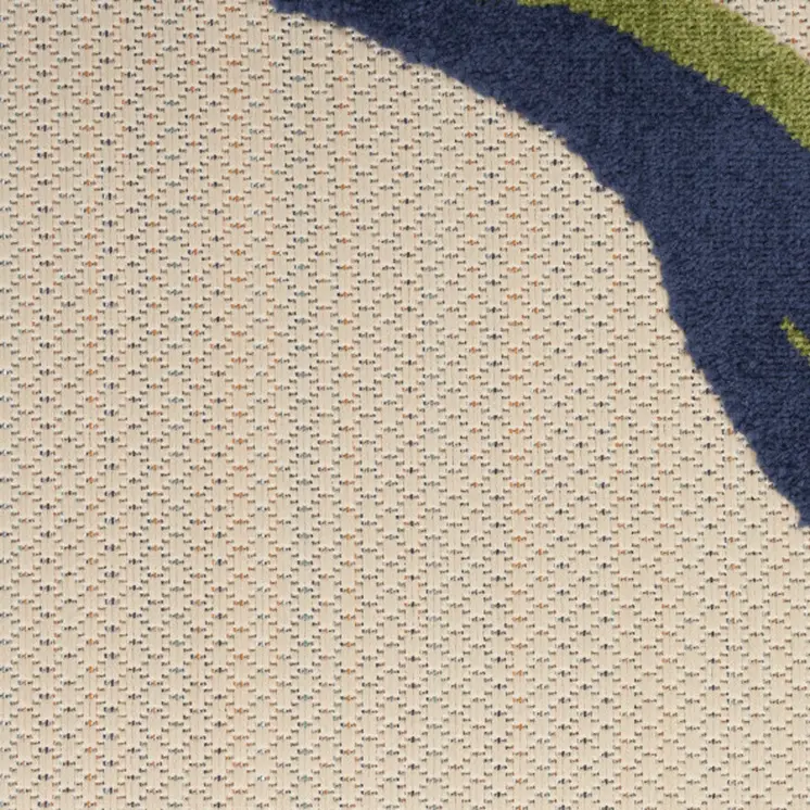 10' Ivory Blue And Orange Floral Indoor Outdoor Runner Rug