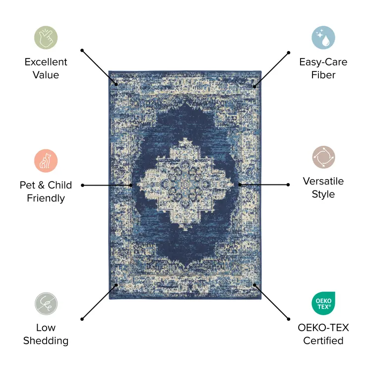 10' Ivory Blue And Orange Round Floral Indoor Outdoor Area Rug
