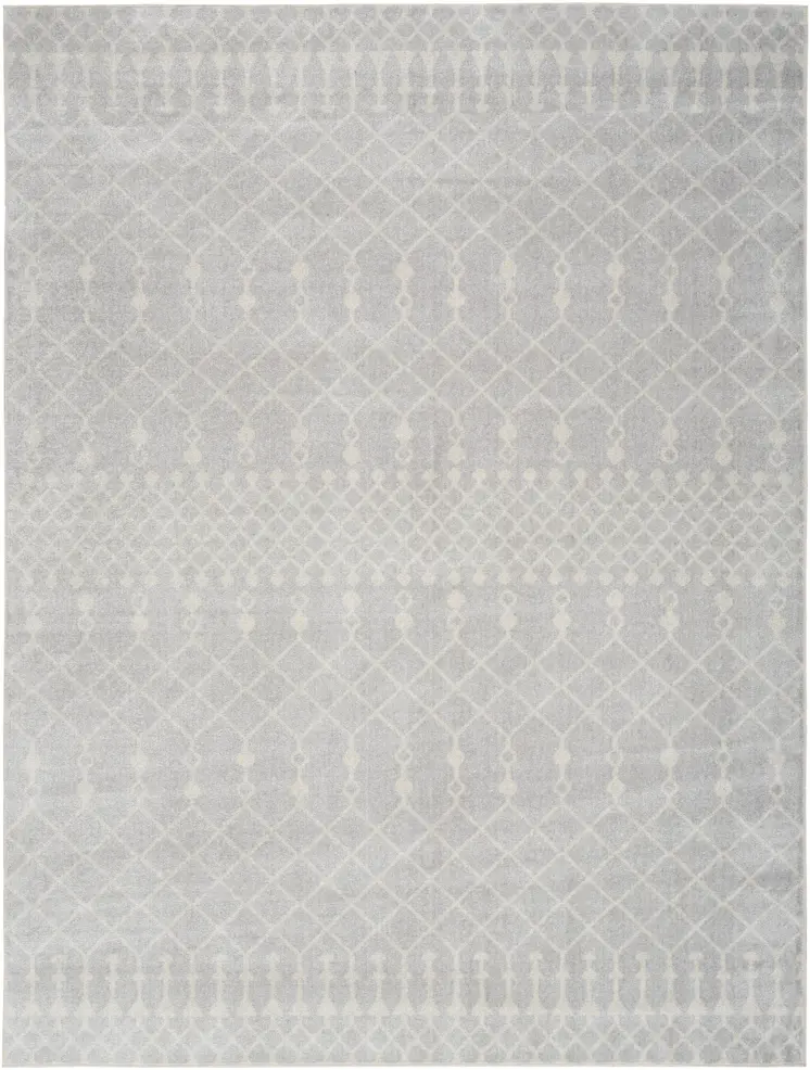 9' X 12' Blue and Ivory Abstract Power Loom Washable Area Rug