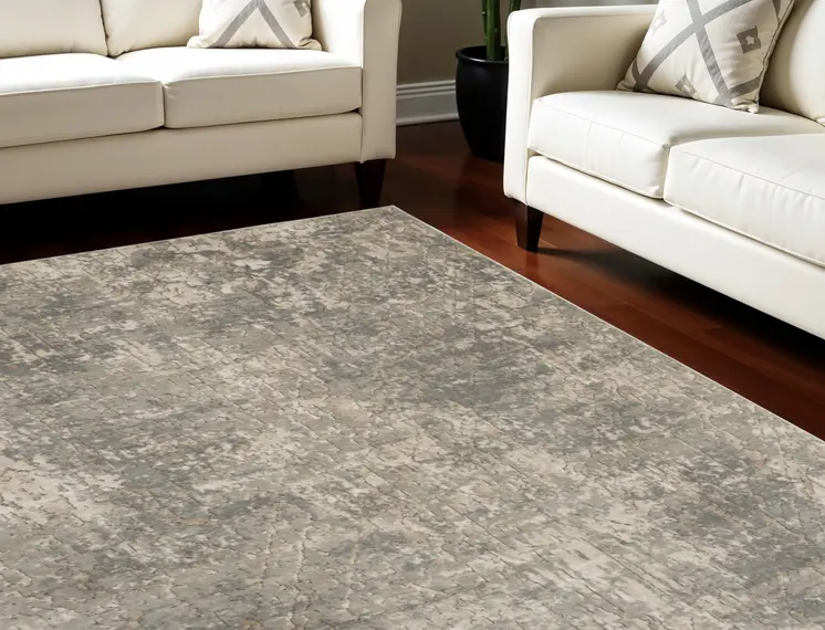 9' X 12' Beige and Gray Abstract Power Loom Area Rug