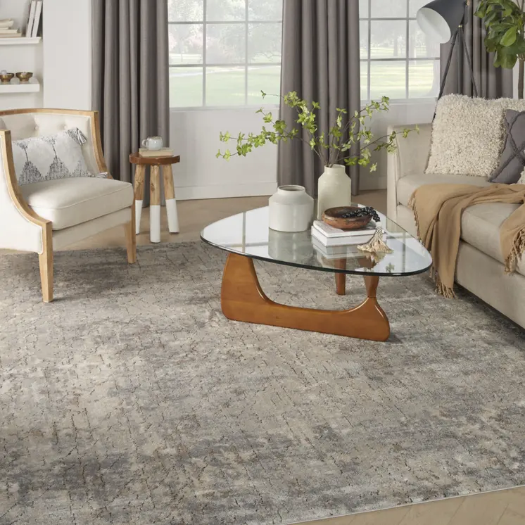 9' X 12' Beige and Gray Abstract Power Loom Area Rug