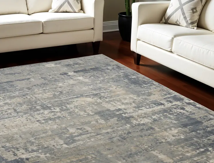 9' X 12' Beige and Gray Abstract Power Loom Area Rug