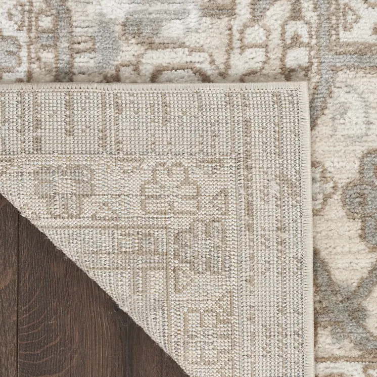 8' Beige And Ivory Medallion Distressed Runner Rug