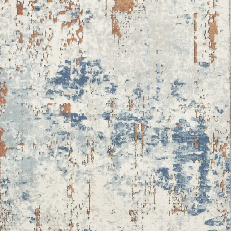 4' X 6' Beige and Blue Abstract Power Loom Area Rug