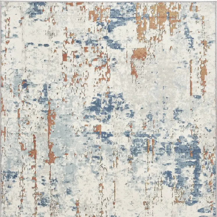4' X 6' Beige and Blue Abstract Power Loom Area Rug