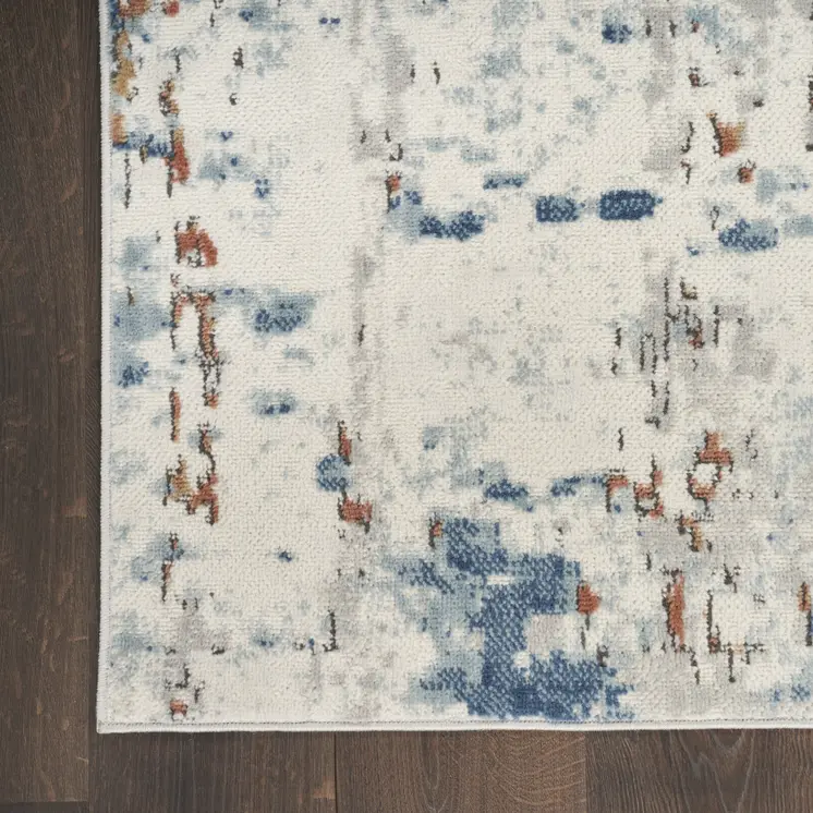 4' X 6' Beige and Blue Abstract Power Loom Area Rug