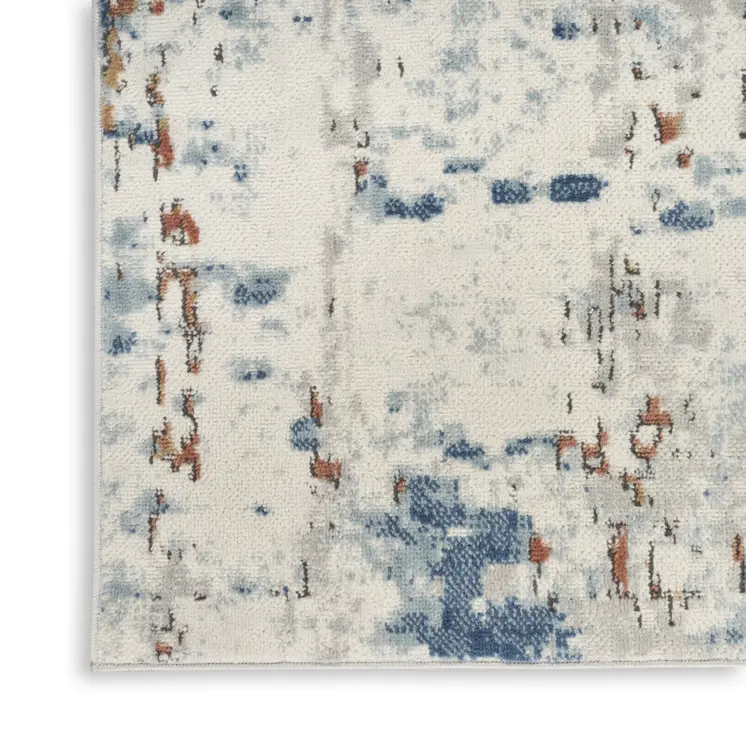 4' X 6' Beige and Blue Abstract Power Loom Area Rug