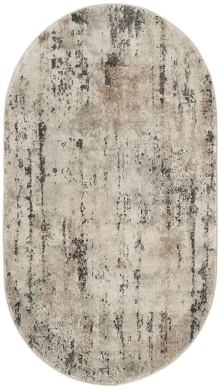 3' X 5' Beige and Gray Abstract Power Loom Area Rug