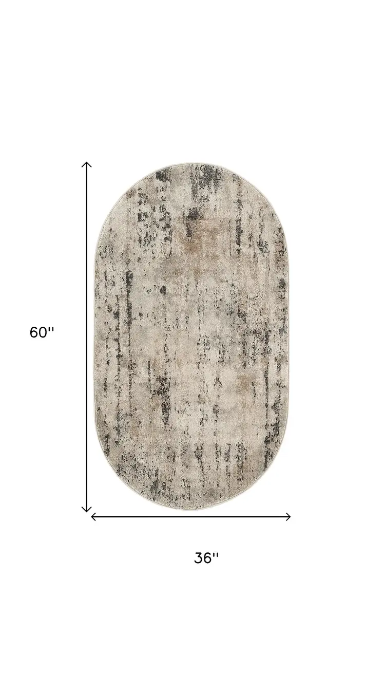 3' X 5' Beige and Gray Abstract Power Loom Area Rug