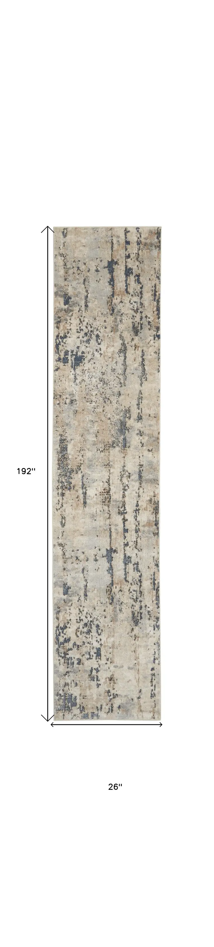 16' Beige And Gray Abstract Runner Rug