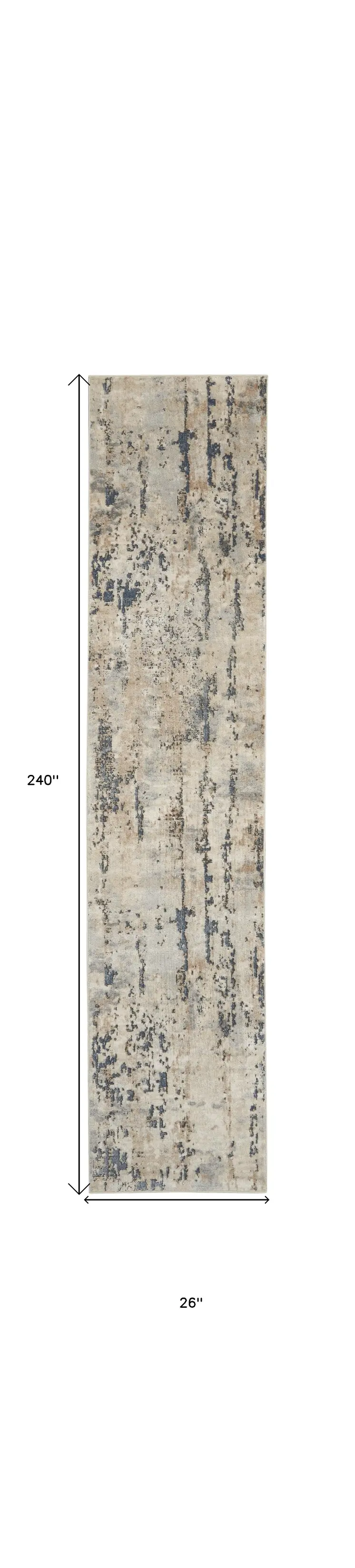 20' Beige And Gray Abstract Runner Rug