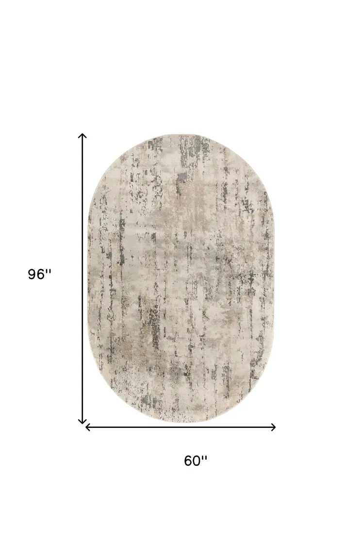 5' X 8' Beige and Gray Abstract Power Loom Area Rug