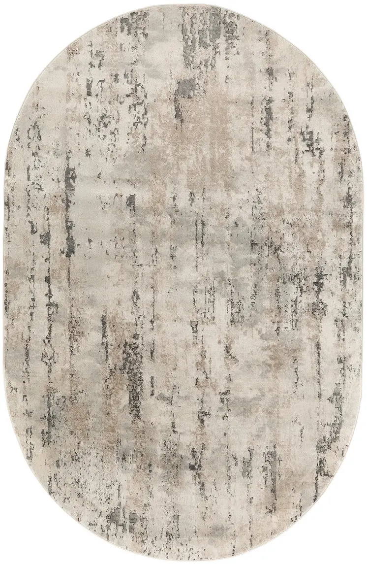 6' X 9' Beige and Gray Abstract Power Loom Area Rug