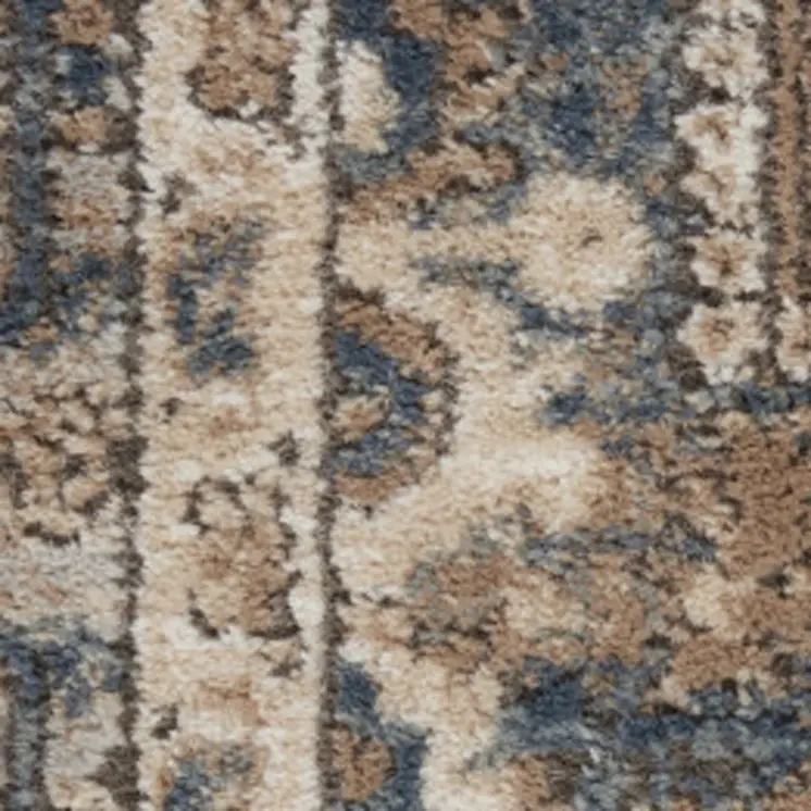 20' Beige And Gray Medallion Distressed Runner Rug