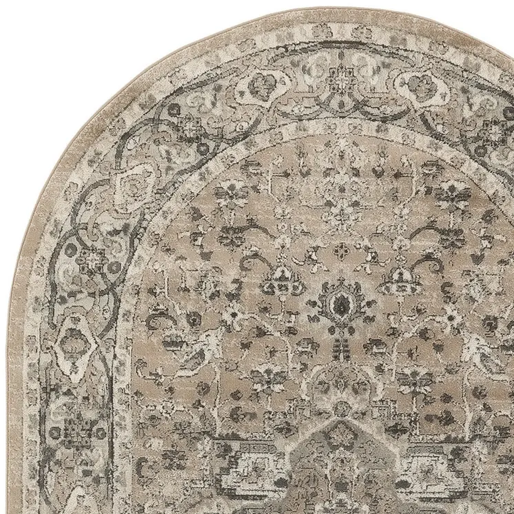 6' X 9' Beige and Gray Medallion Power Loom Distressed Area Rug