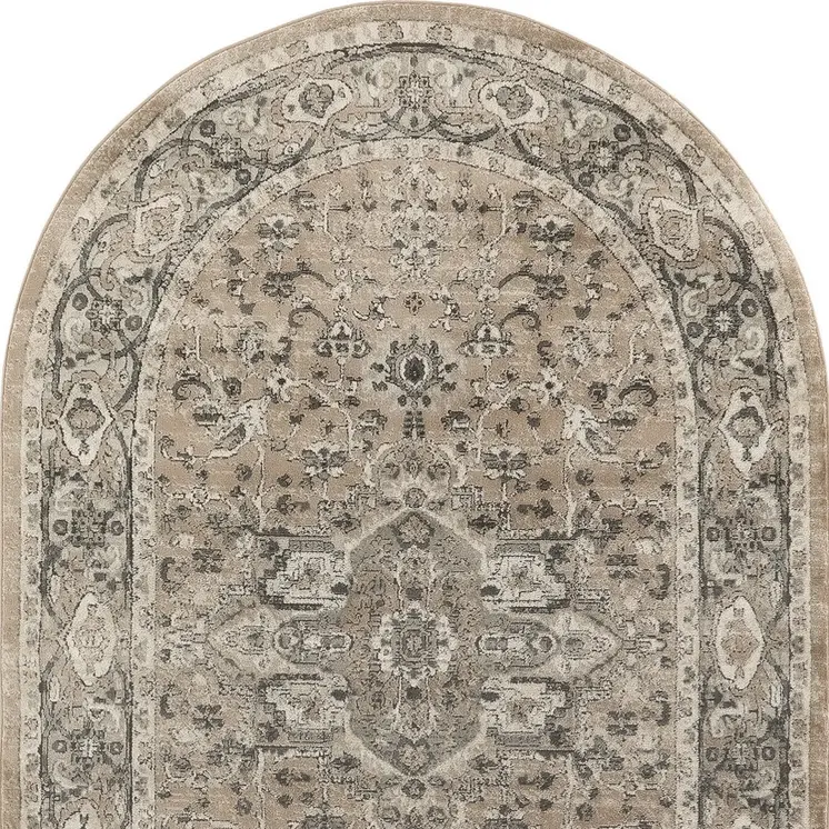 6' X 9' Beige and Gray Medallion Power Loom Distressed Area Rug