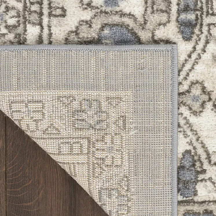 8' Blue And Ivory Medallion Distressed Runner Rug