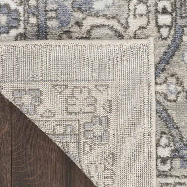 8' Blue And Ivory Medallion Distressed Runner Rug