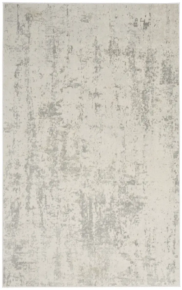 4' X 6' Gray and Ivory Abstract Power Loom Area Rug