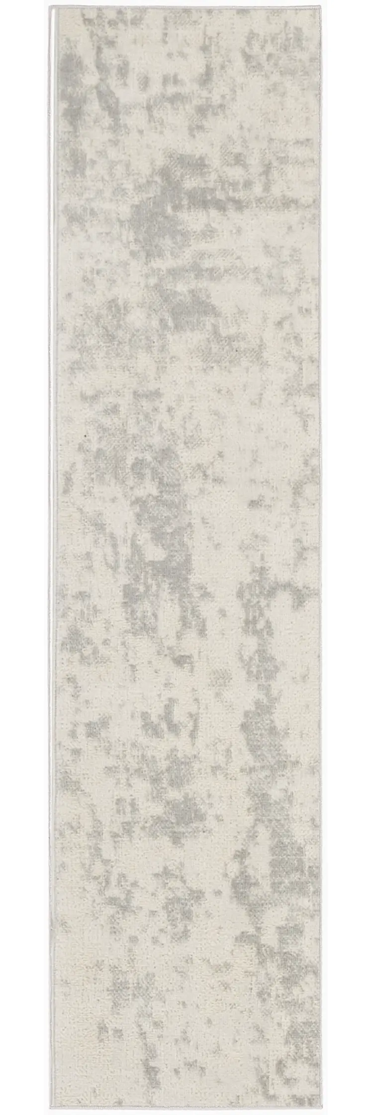 8' Gray And Ivory Abstract Runner Rug