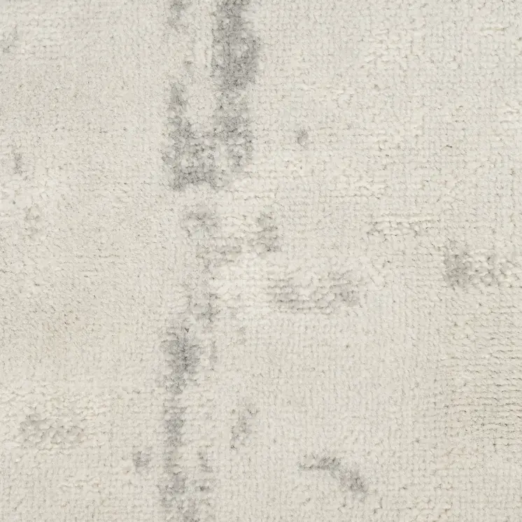 8' Gray And Ivory Abstract Runner Rug