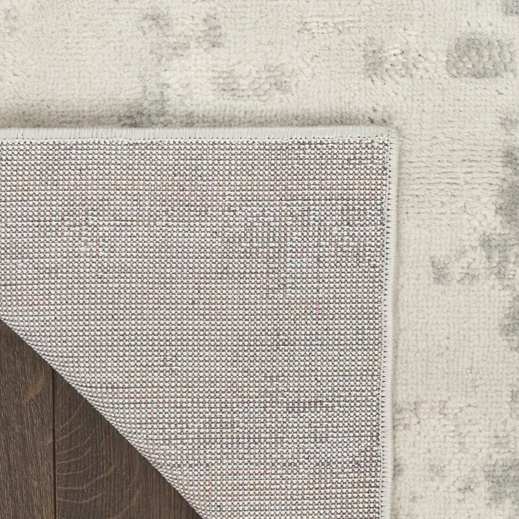 8' Gray And Ivory Abstract Runner Rug