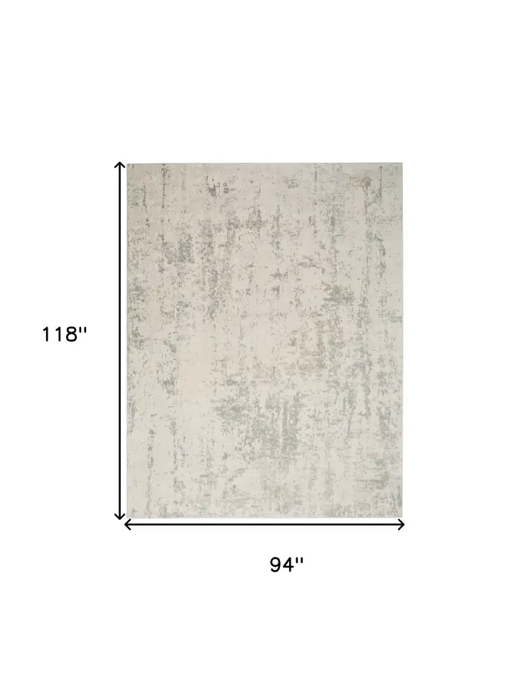 8' X 10' Gray and Ivory Abstract Power Loom Area Rug