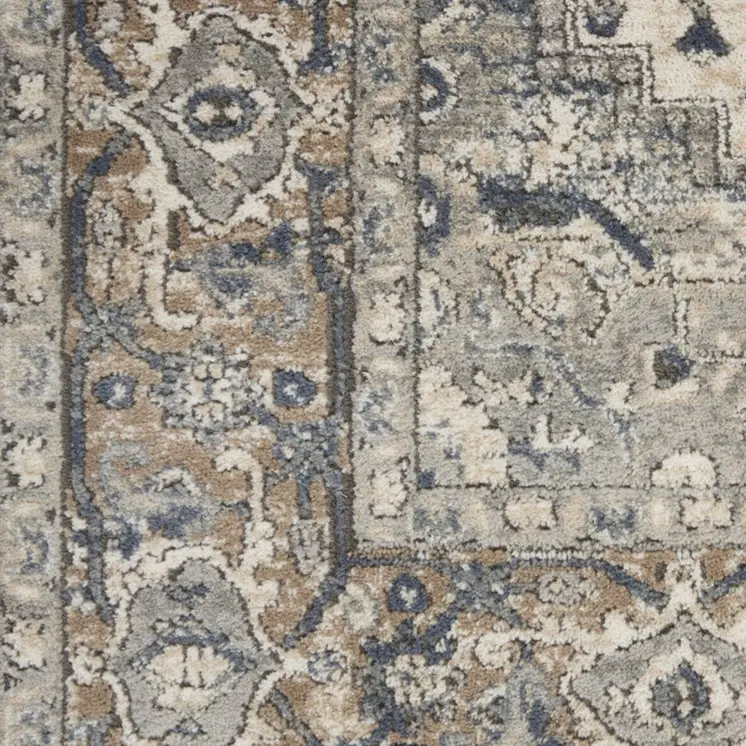 20' Gray And Ivory Medallion Distressed Runner Rug