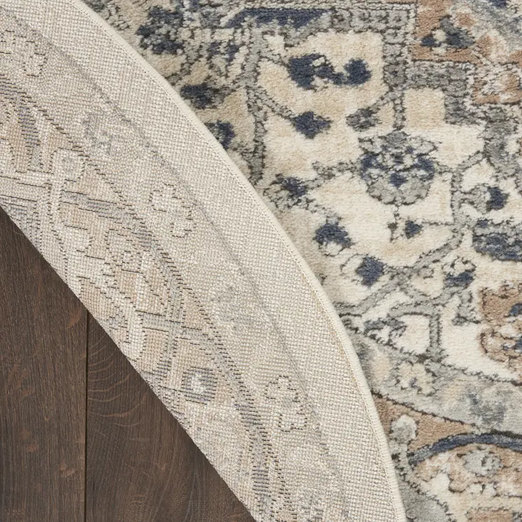 6' X 9' Gray and Ivory Medallion Power Loom Distressed Area Rug