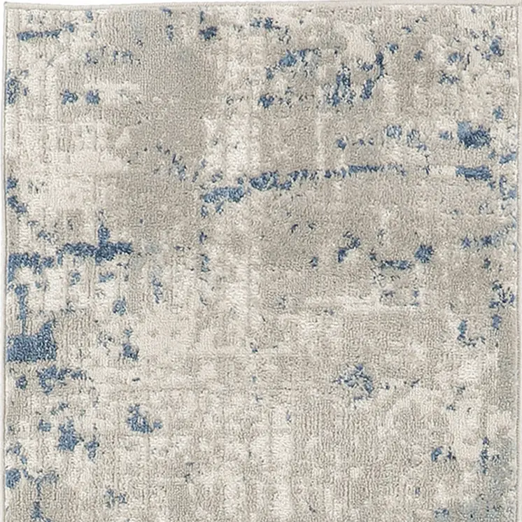 16' Gray And Ivory Abstract Runner Rug