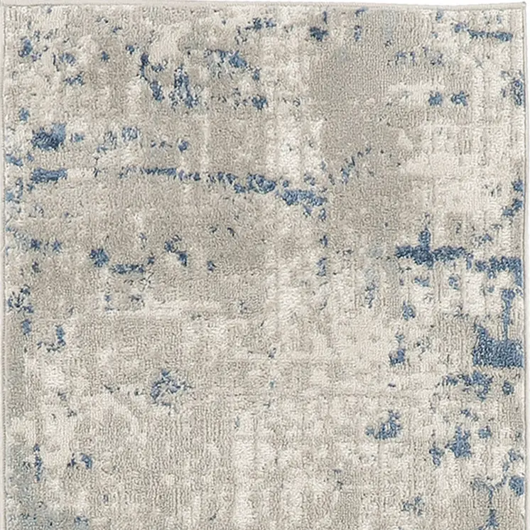 6' Gray And Ivory Abstract Runner Rug