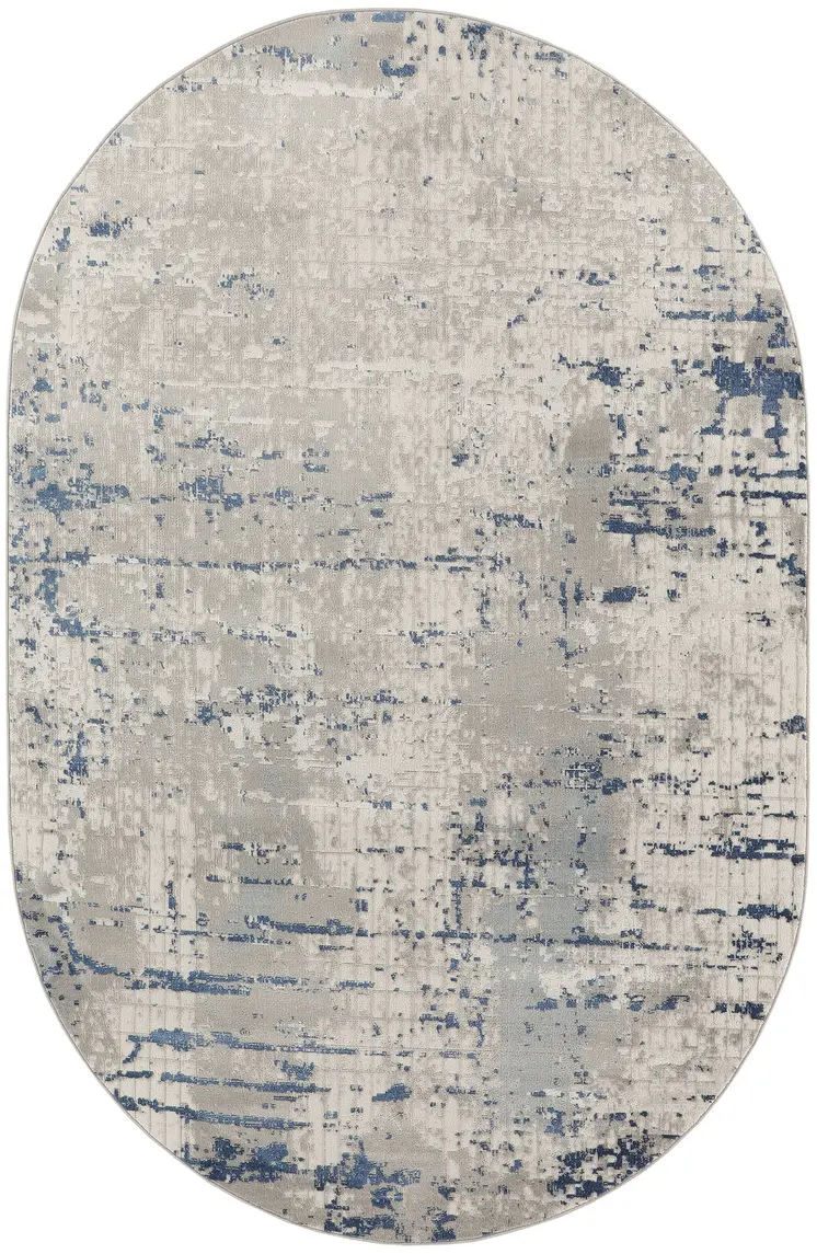 5' X 8' Gray and Ivory Abstract Power Loom Area Rug