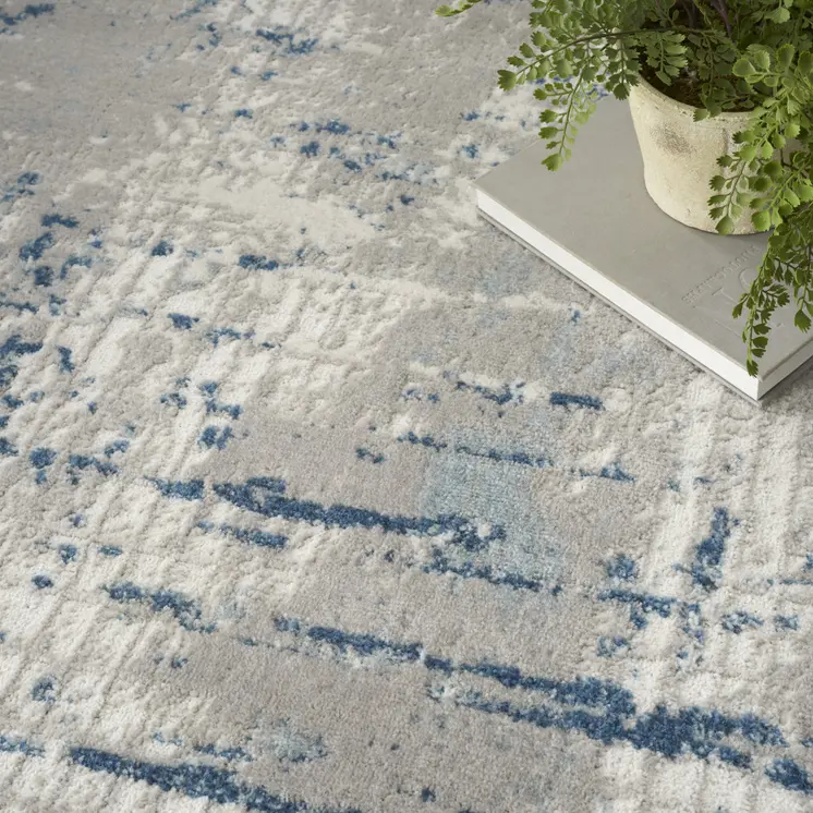 6' X 9' Gray and Ivory Abstract Power Loom Area Rug