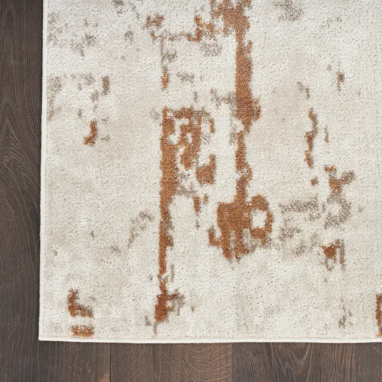 4' X 6' Red and Ivory Abstract Power Loom Area Rug