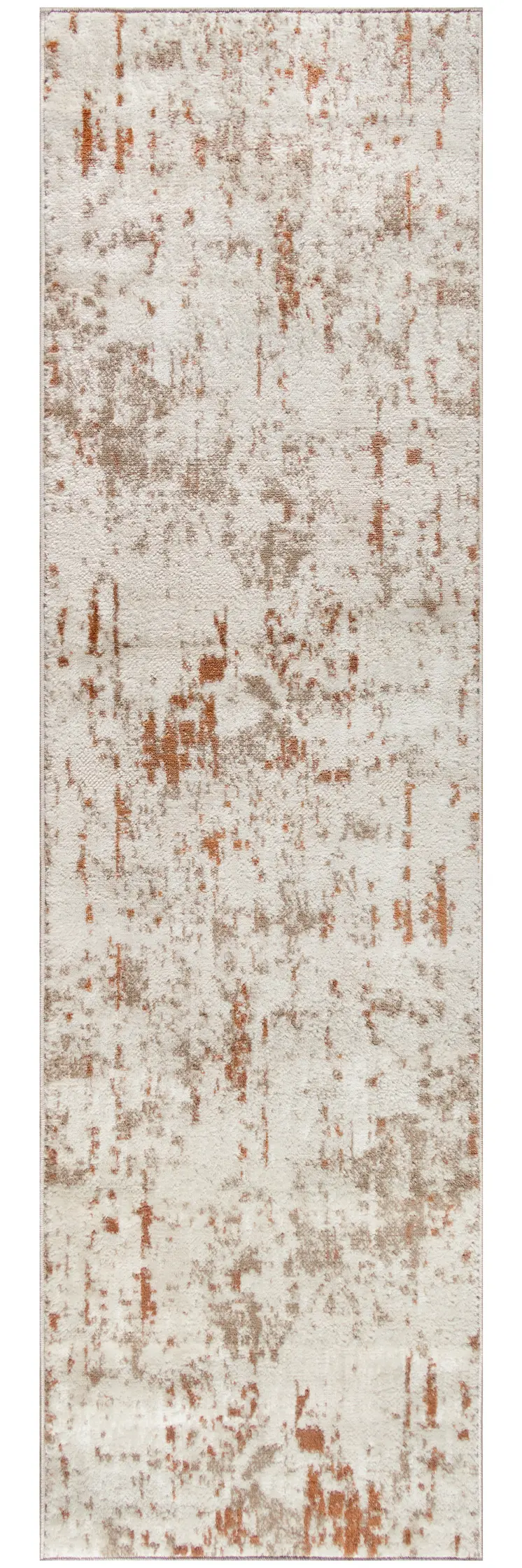 8' Red And Ivory Abstract Runner Rug