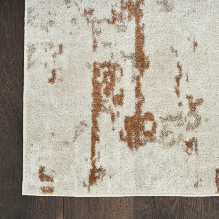 8' Red And Ivory Abstract Runner Rug